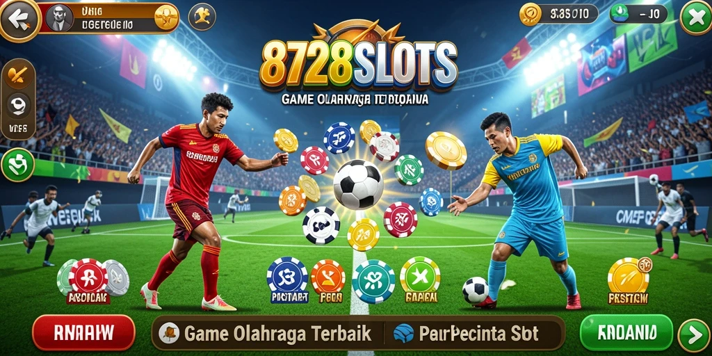Tampilan gameplay menegangkan dari 8728SLOTS dengan berbagai slot olahraga.