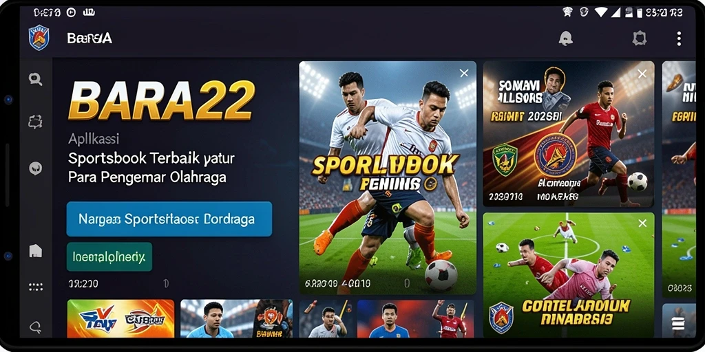 Tampilan menarik dari aplikasi BARA22 dengan fitur taruhan olahraga.