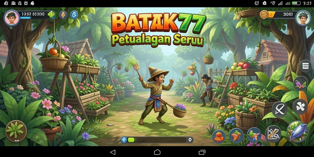 Screenshot menunjukkan gameplay seru di kebun BATIK77.