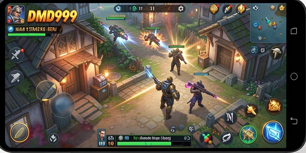 Tampilan gameplay DMD999 yang intens dan berkualitas tinggi.