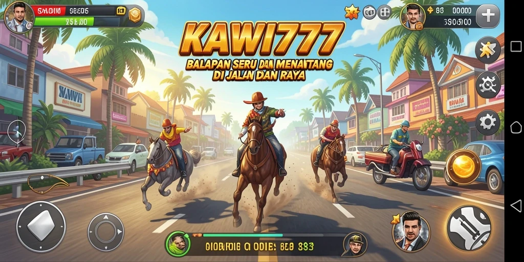 Gameplay KAWI777 menampilkan aksi balapan yang mendebarkan.