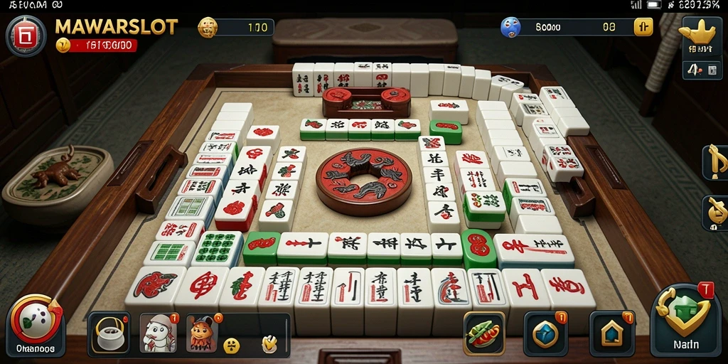 Tampilan gameplay seru dalam MAWARSLOT dengan ubin Mahjong yang menantang.