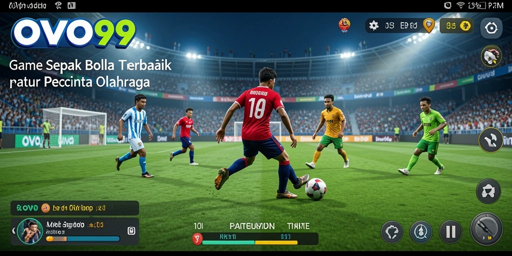 Tampilan screen game OVO99 menampilkan pertandingan sepak bola yang mendebarkan.