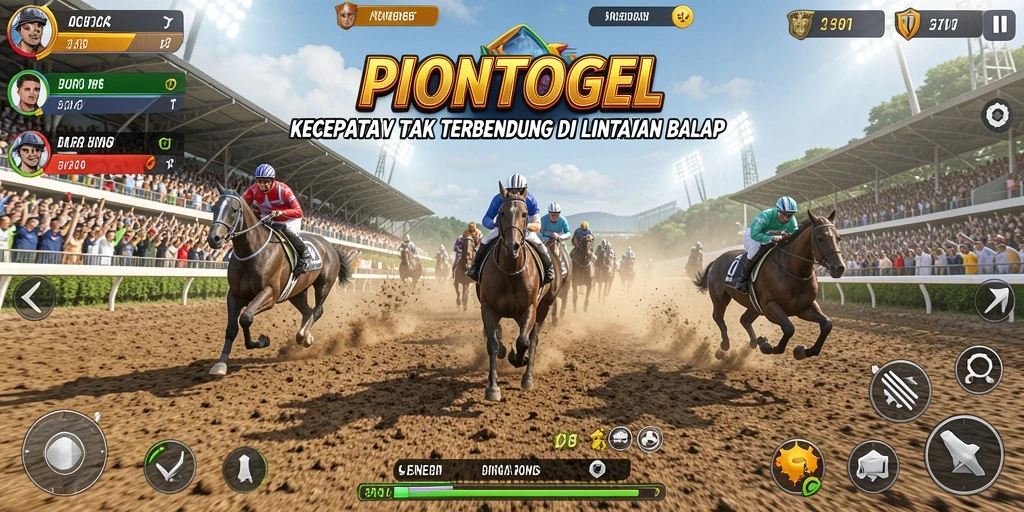 Tampilan gameplay PIONTOGEL dengan efek balap mendebarkan.