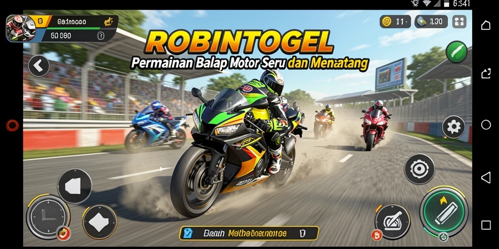 Gameplay seru dan menantang di ROBINTOGEL dengan motor balap.