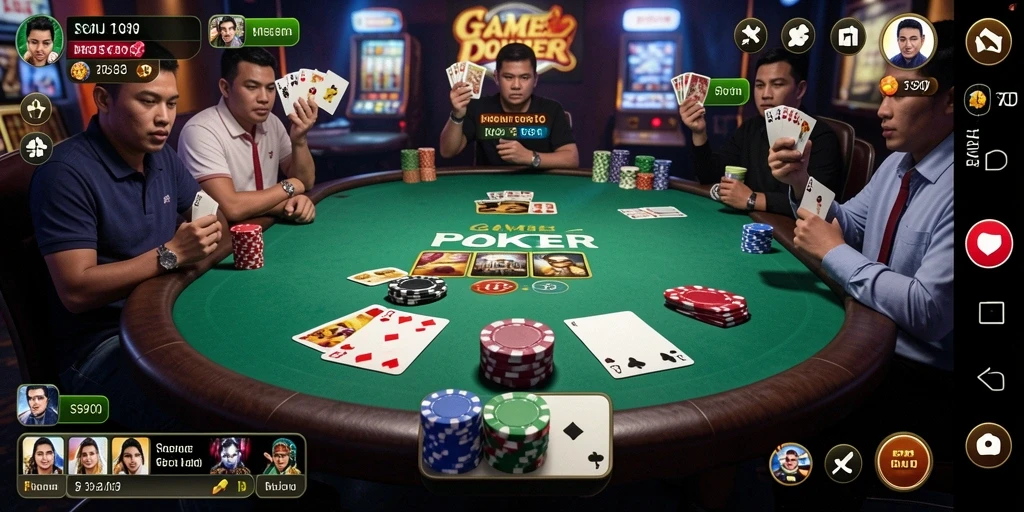Screenshot gameplay S80 menampilkan suasana poker yang mendebarkan dan interaktif.